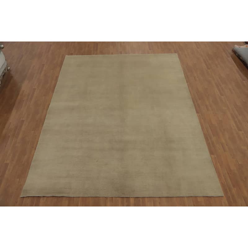 Vegetable Dye Solid Gabbeh Modern Area Rug Handmade Wool Carpet - 13' 1'' X 9' 11''