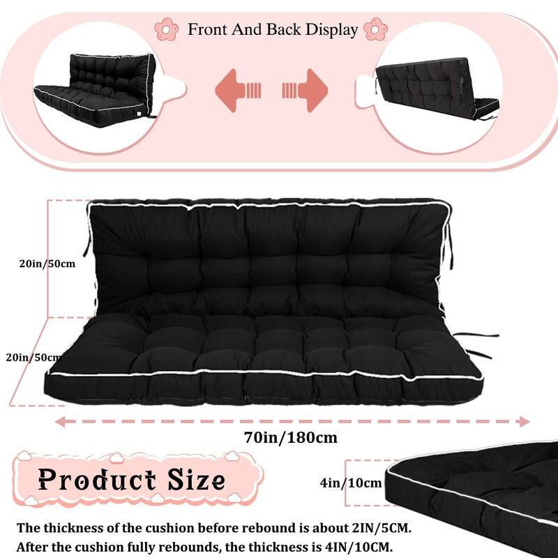 Porch Swing Replacement Cushion, 55in Outdoor Bench Cushions with Backrest Thicken 4"