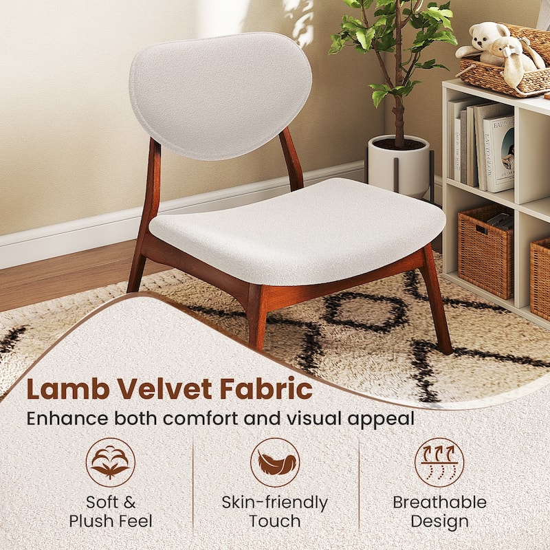 3-Piece Lounge Chair and Table Set with Upholstered Velvet Armchairs and Wooden Side Table - 29" x 28" x 29"