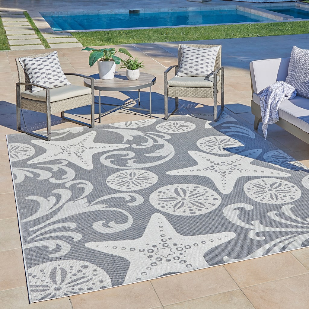 Gertmenian Paseo Canoa Grey Casual Nautical Flatweave Indoor/ Outdoor Area Rug
