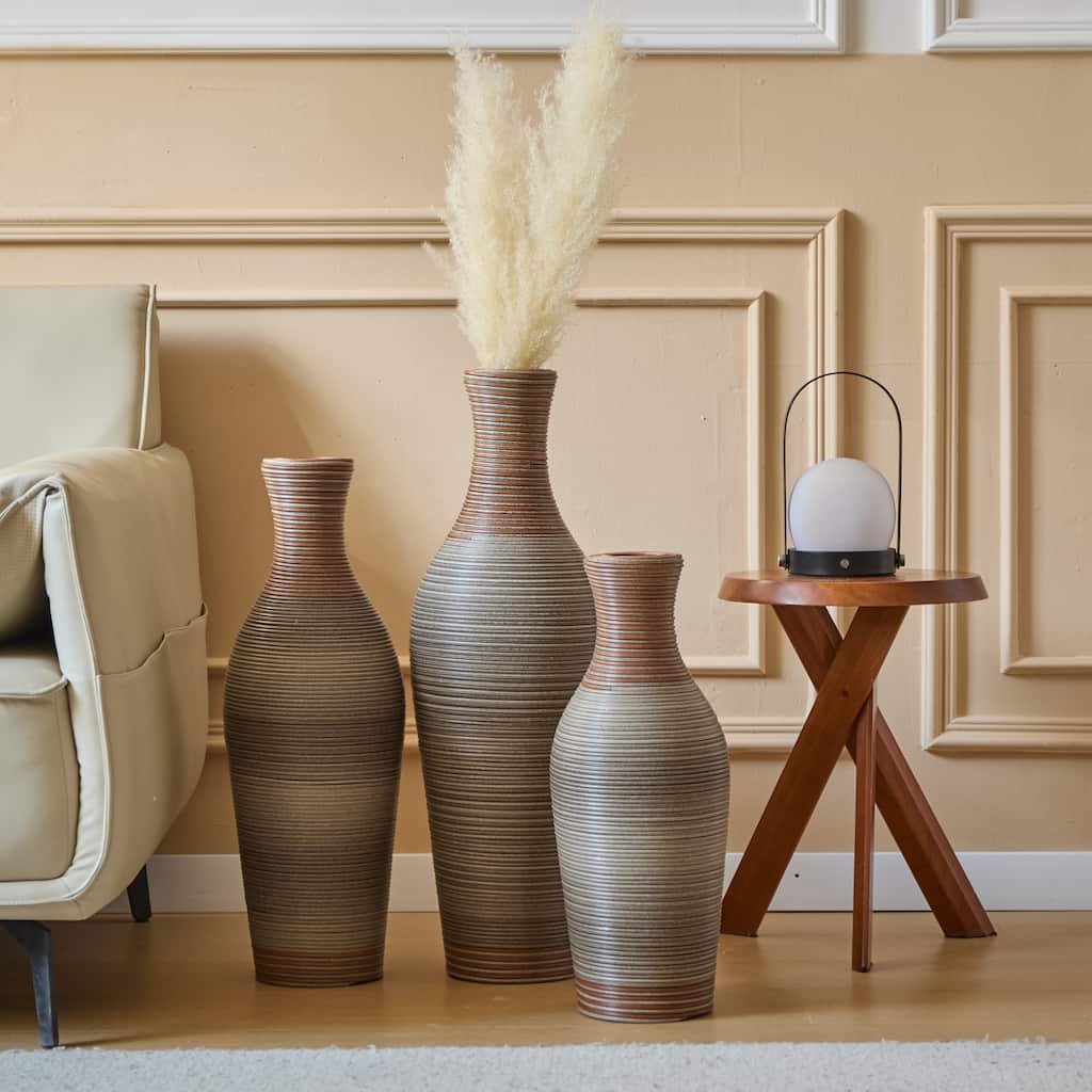 PVC Desktop Vase Set of 3 Pieces, Classic Decorative Floor Vase, Flower Stand