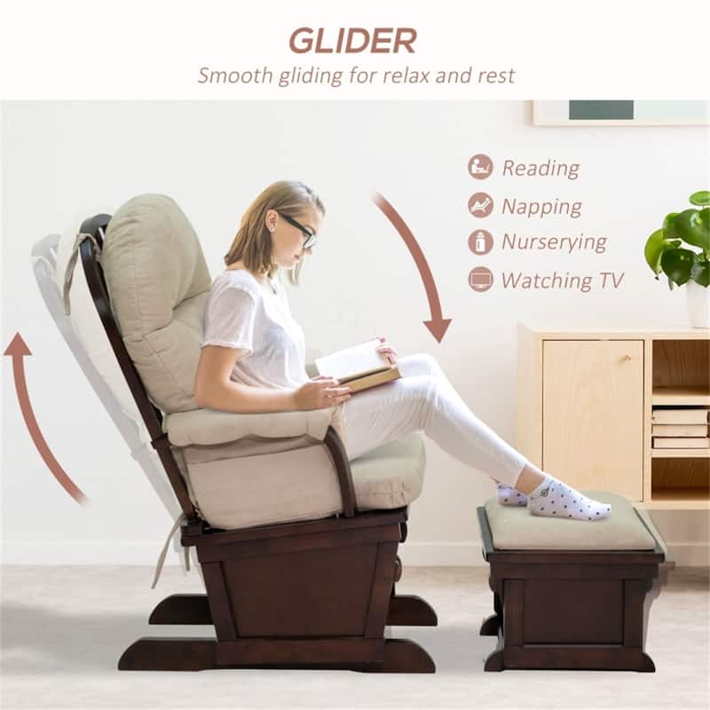 Fabric Rocking Glider Chair with Ottoman and Storage - 27" W x 31.5" D x 40.5" H