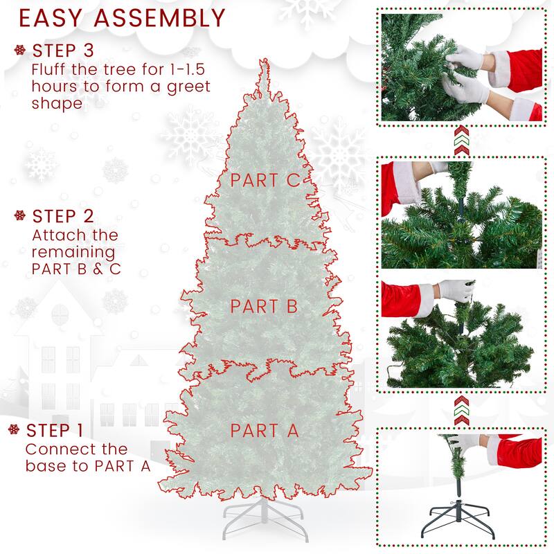 Yaheetech Pre-lit Artificial Christmas Tree Slim Tree Hinged Spruce