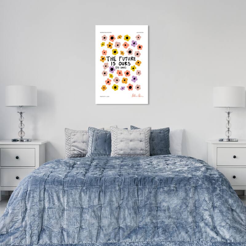 Wynwood Studio Canvas Typography and Quotes Flowers in the Future Pink Modern & Contemporary Wall Art Canvas Print - 24 x 36
