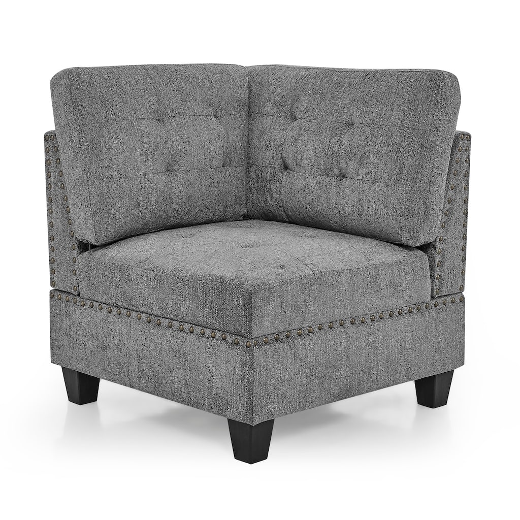 Anmytek Modern Grey Chenille Modular Sectional Corner Sofa