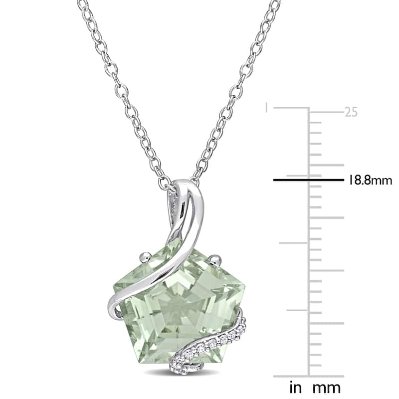 Miadora Fancy-cut Green Amethyst and Diamond Accent Swirl Necklace in Sterling Silver