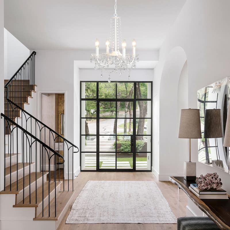4-Light Candle Style Chandelier, Classic Crystal Chandelier, Traditional Chandelier with Crystal Accents for Living Room Bedroom
