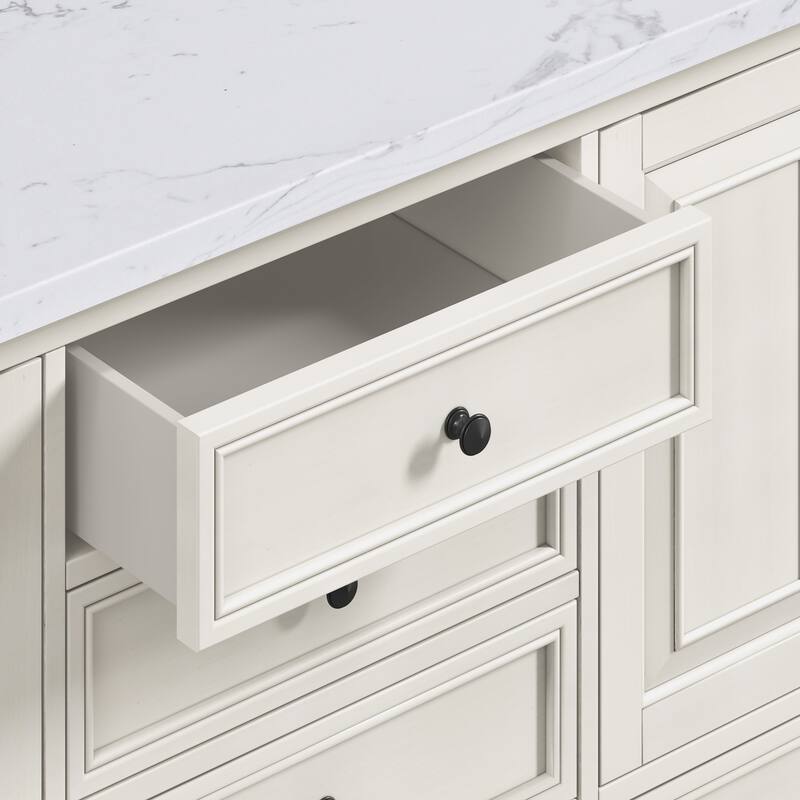 Thompson 72 in. Double Sink Bathroom Vanity with Engineered Stone Top - 73"W x 22"D x 35"H