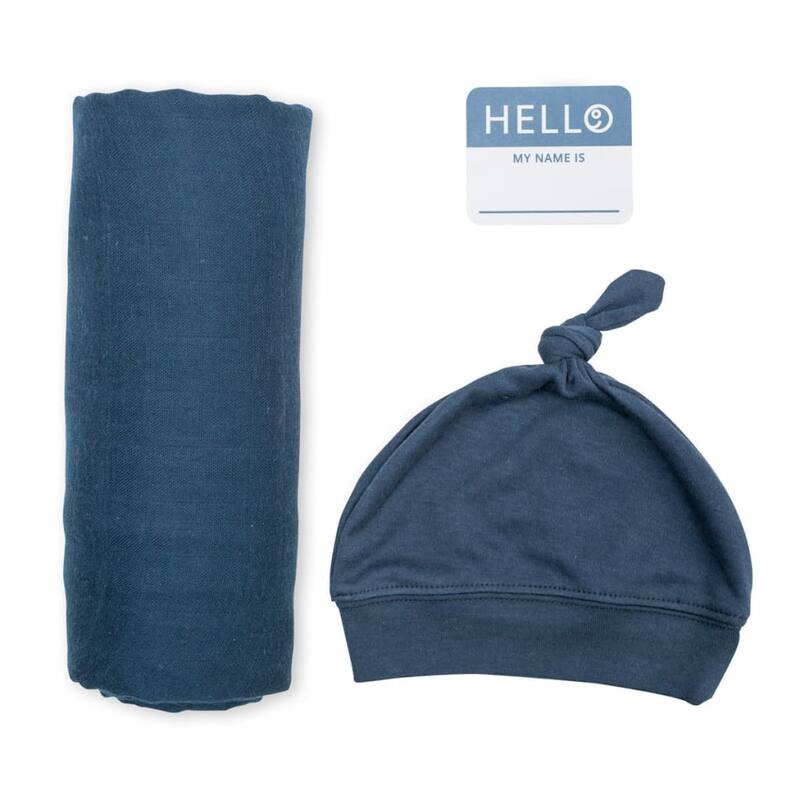 lulujo Hello World Hat & Swaddle Set
