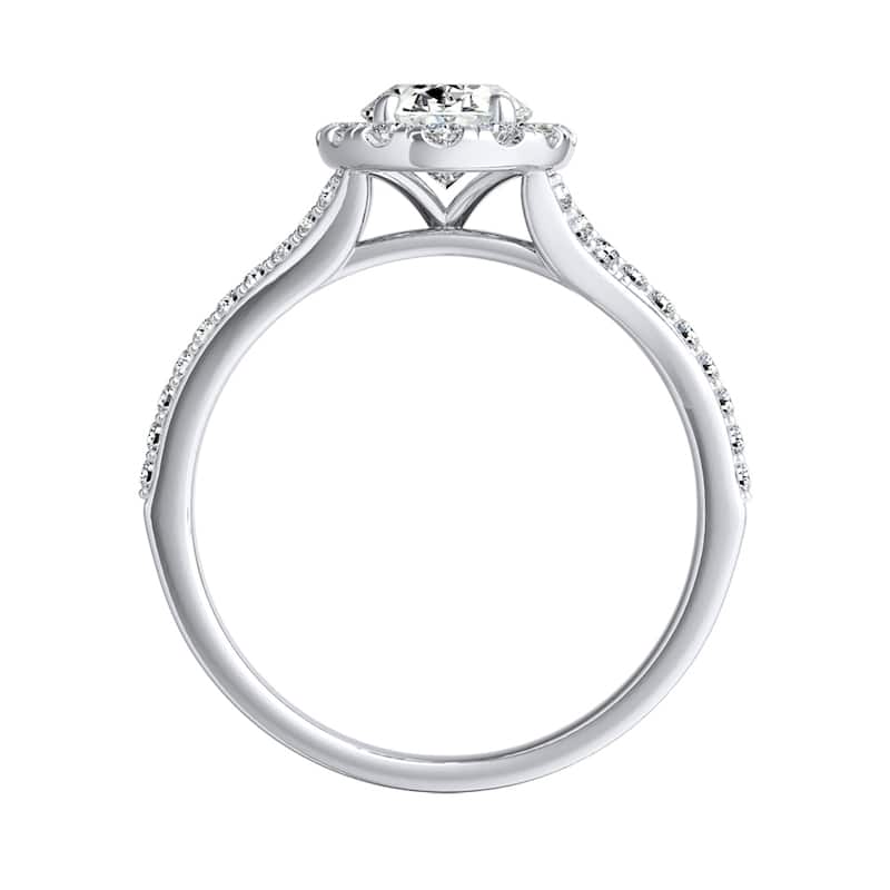 Auriya 14k Gold 3/4cttw Oval Shape Halo Diamond Engagement Ring