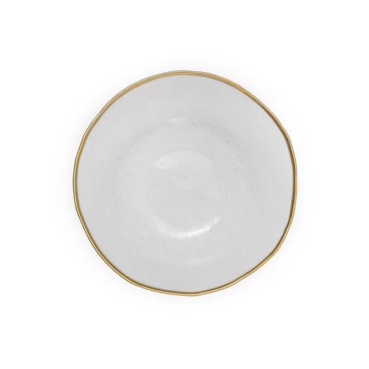 Set of 4 Clear Salad Plate with Gold Rim 8.25"D