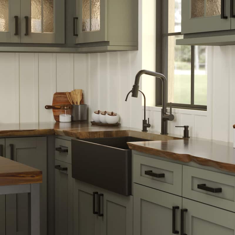 Karran 30" Single Bowl Panel Front Farmhouse Fireclay Kitchen Sink with Reversible Apron Front