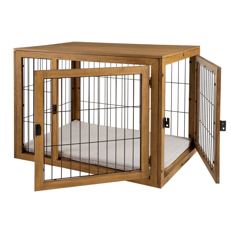 PETMAKER Furniture-Style Dog Crate with Double Doors and Cushion