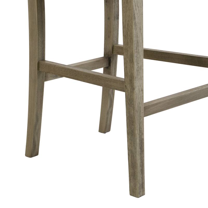 Height Bar Stools set of 2, Armless Dining Chairs with Footrest, Upholstered Kitchen Chairs with Rubber Wood Frame