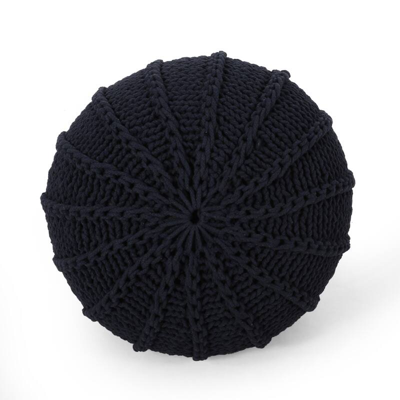 Corisande Knitted Cotton Pouf by Christopher Knight Home