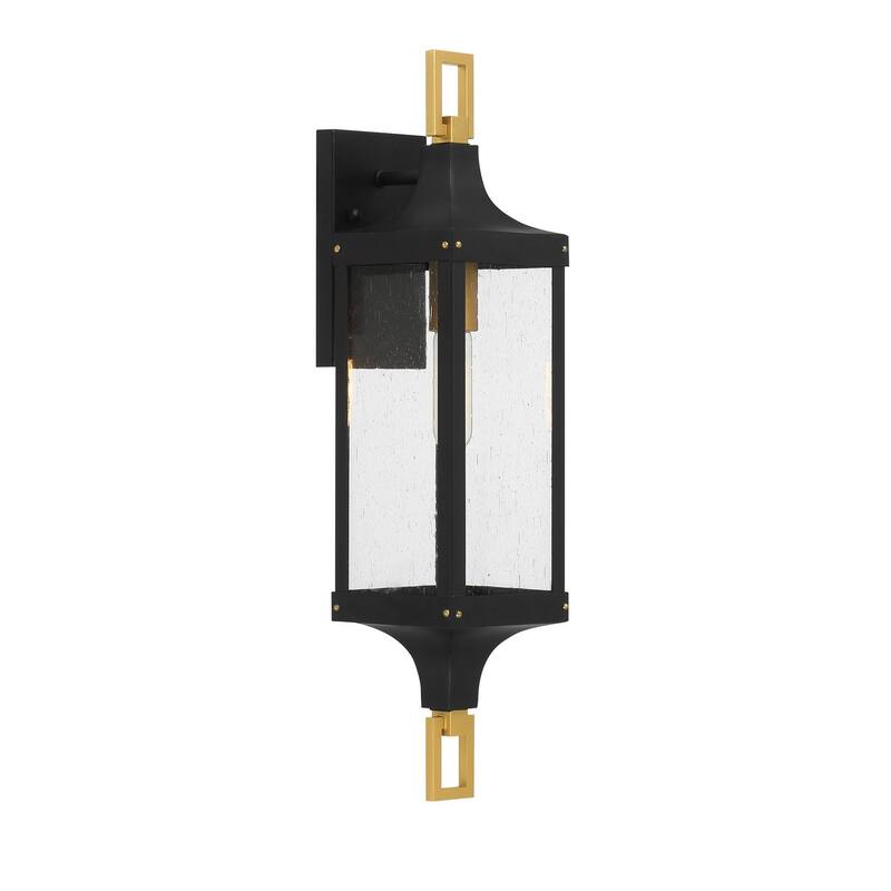 Glendale 1-Light Outdoor Wall Lantern in Matte Black and Weathered Brushed Brass