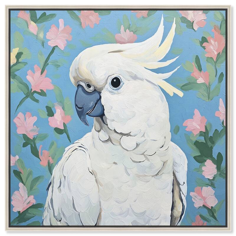 White Cockatoo I Canvas by Art Remedy - 40" x 40" - Silver