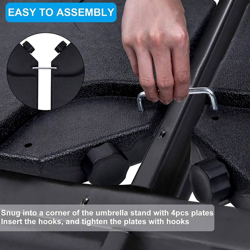 4Piece Plastic Cantilever Offset Patio Umbrella Base Plate Set with EasyFill Spouts in Black