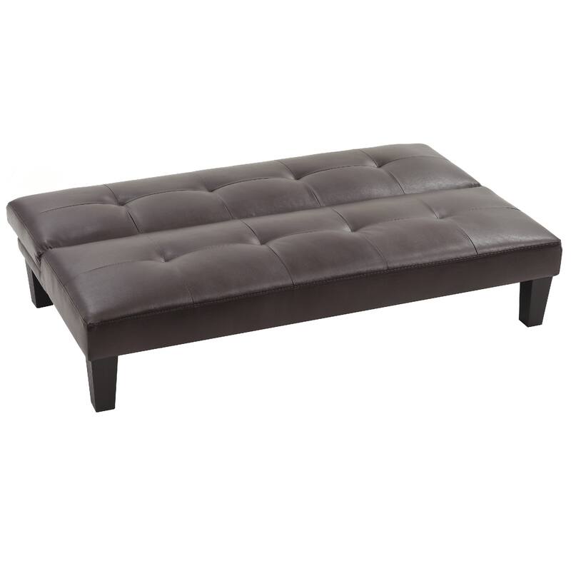 Faux Leather Tufted Straight Armless Sofa - 67" - Dark Brown