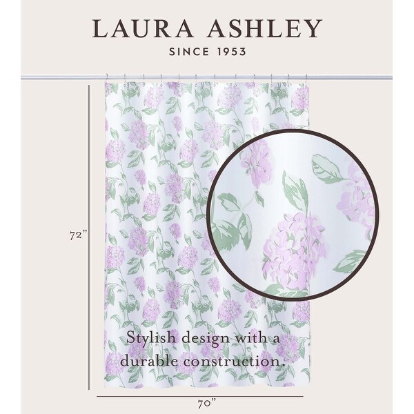 Laura Ashley Lavender Hydrangea 70x72 PEVA Shower Curtain - Bed