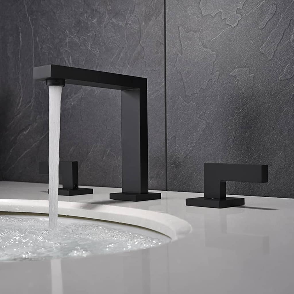Widespread Bathroom Faucet 3 Hole Modern 8 Inch Bathroom Sink Faucets 2 Handle Basin Vanity Mixer Taps With Valve