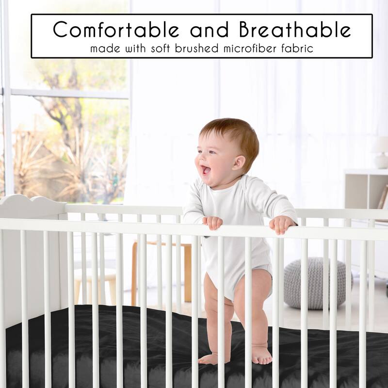 Sweet Jojo Designs Black & White Gingham Checkered Plaid Boy, Girl, Unisex/Gender Neutral 2 Pack Fitted Crib Sheets -Solid Black