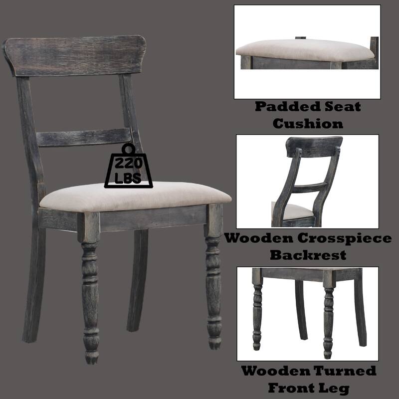 Leventis Light Brown Linen Weathered Gray Finish Side Chair (Set of 2)