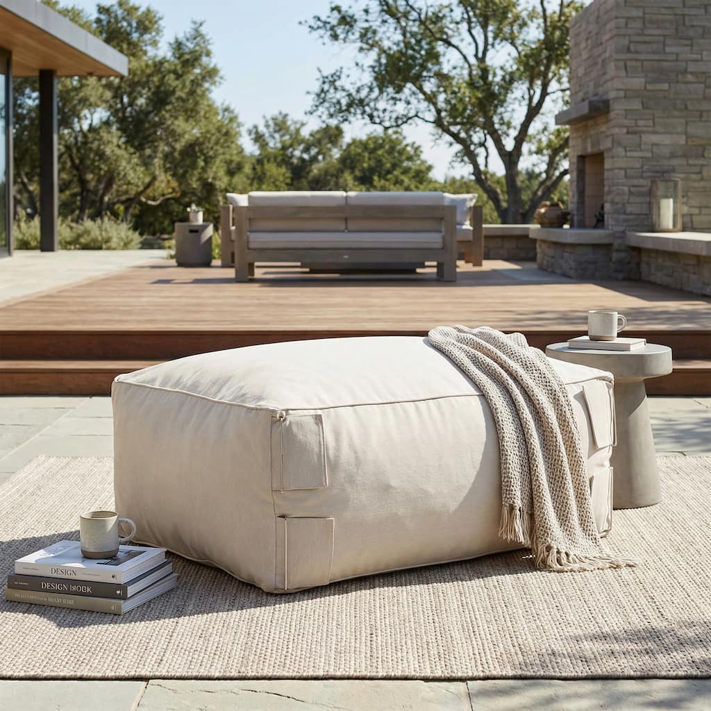 Christopher Knight Home - Outdoor Olefin Bean Bag Ottoman Modular Patio Lounge