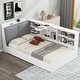 preview thumbnail 2 of 23, Wood Twin Size platform bed with Storage Headboard, Shelves and 2 Drawers