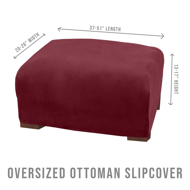 Premium Stretch Velvet-Plush Ottoman Slipcover