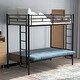 preview thumbnail 2 of 10, Black Twin over Full Size Metal Bunk Bed with Fence and Ladder, Multi-Function