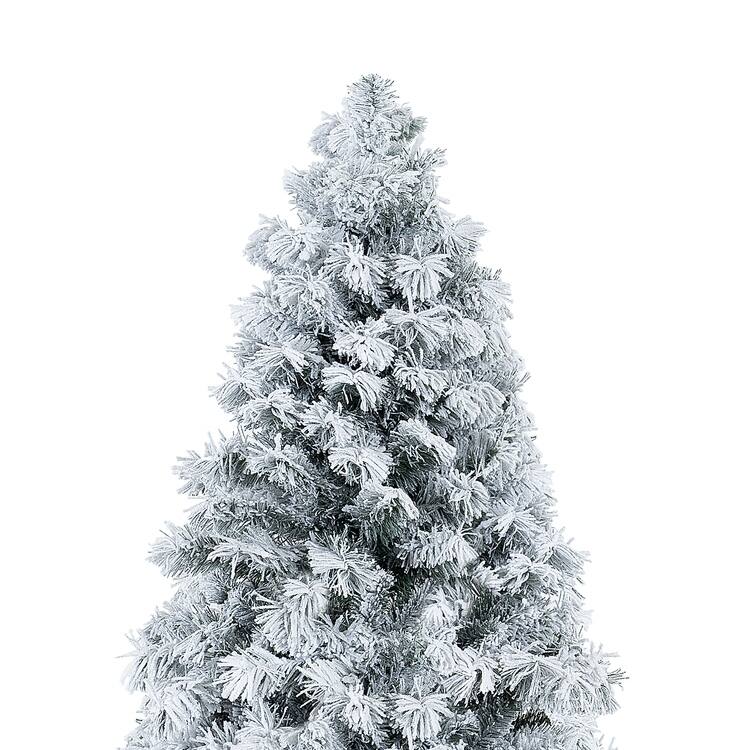 Snow-Flocked Pre-Lit Christmas Tree with Realistic Alaskan Pine Frosted Branches and Lights