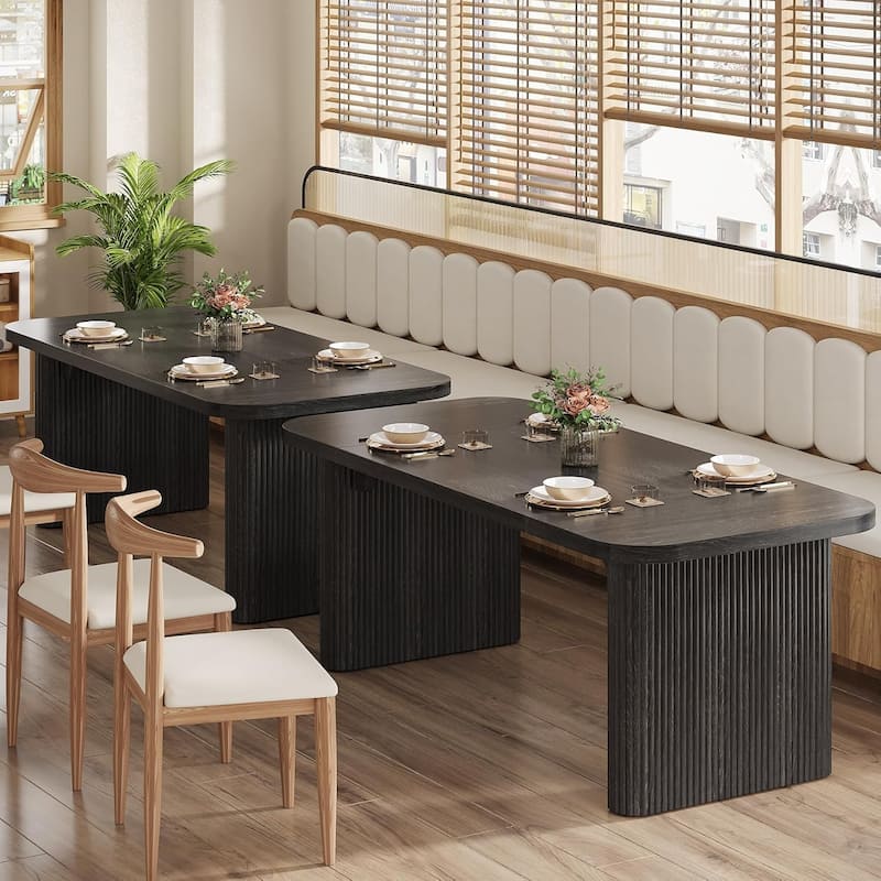 62-Inch Wood Dining Table for 4-6 People Modern Rectangular Kitchen Table for Dining Room Living Room