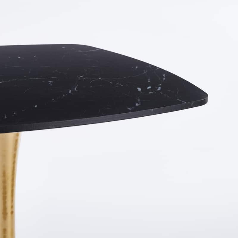 Tulip Dining Table for 2-4 People, Square Kitchen Dining Table , Bistro Table with MDF Tabletop & Metal Pedestal