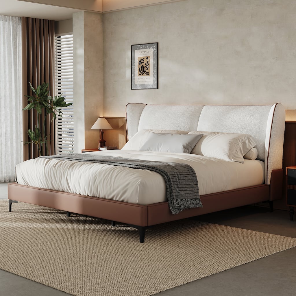Christopher Knight Home - Nimbus Modern Upholstered Platform Bed with Wingback Headboard