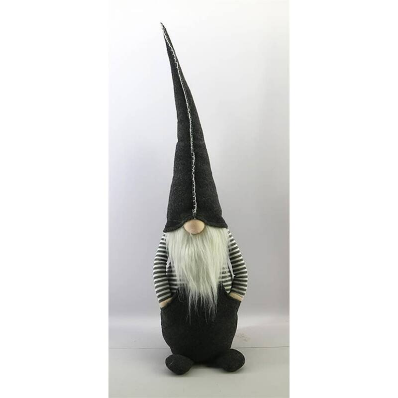 Sharp Hat Standing Christmas Gnome Figurine - 28.5" - Gray and White