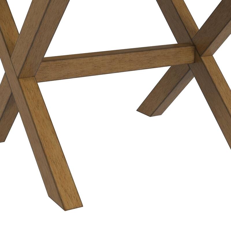 Hillsdale Somerset Backless Wood Vanity Stool, Dark Driftwood - Dark Driftwood & Fog Gray - 17" x 17" x 18.5"