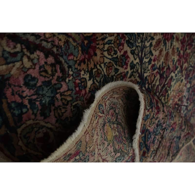 Hand Knotted Oriental 100% Wool Carpet Traditional All-Over Beige & Ivories Kerman Area Rug - 4' 9'' X 3' 0''