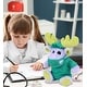preview thumbnail 6 of 4, DolliBu Sitting Purple Moose with Scarf Doctor Plush w/ Uniform & Cap - 7.5 inches