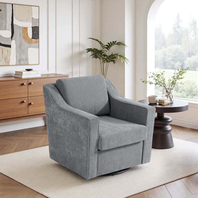 30'' W Vegan Leather/ Chenille Swivel Accent Chair