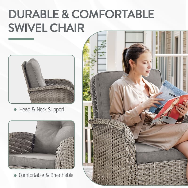 Pocassy 3-Piece Outdoor Rocking Chairs with Side Table Patio Rocker Chairs Bistro Set