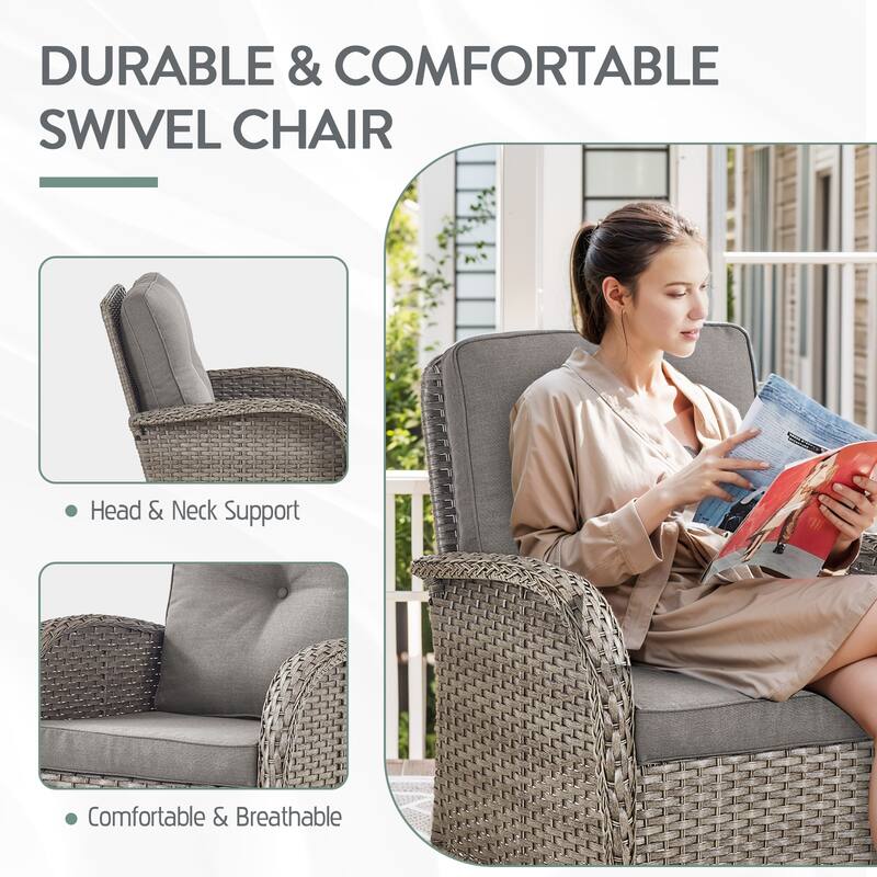 Pocassy 7 Pieces Glider Sofa with Rocker Chairs Ottomans Table