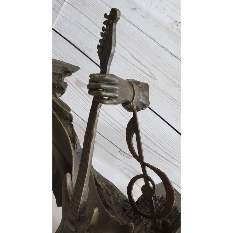 Black Guitarist Musician Bronze Bust Statue Sculpture Figure Original Art 17 Inches X 12 Inches