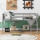 preview thumbnail 3 of 20, Full Size Low Loft Bed with Convertible Ladder, Wooden Sturdy Kids Bed Frame with Safety Guardrails for Bedroom, Grey