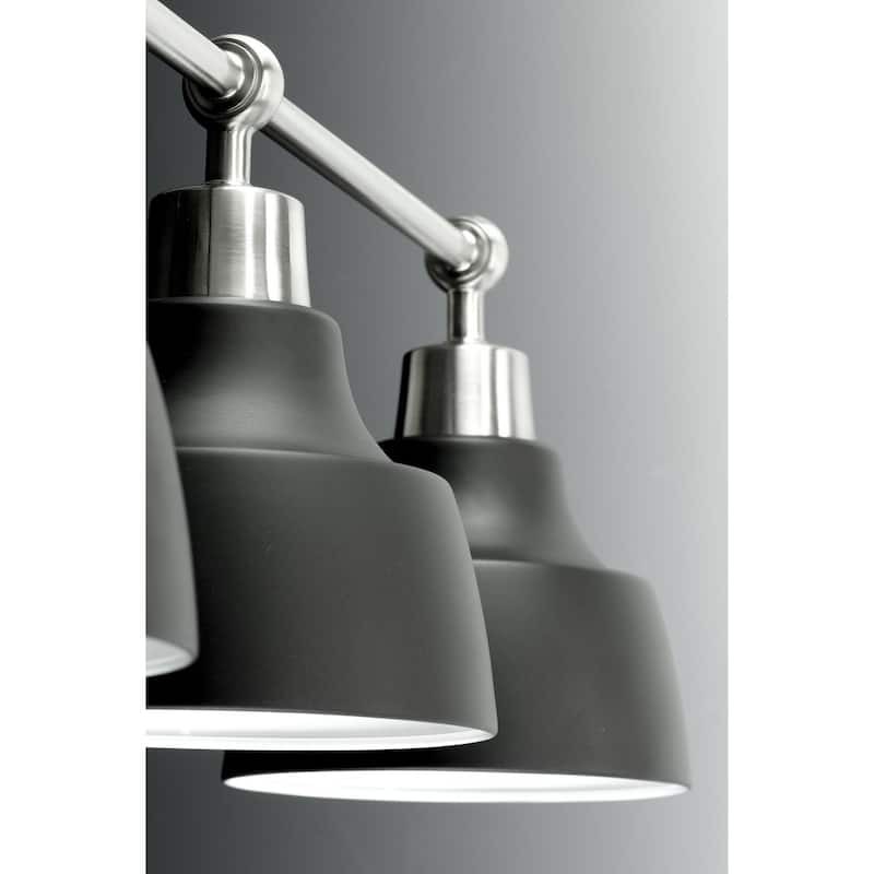 Bramlett 3-light Brushed Nickel/Graphite Metal Shade Bath Vanity Light - 8.120" x 26.620" x 9.620"