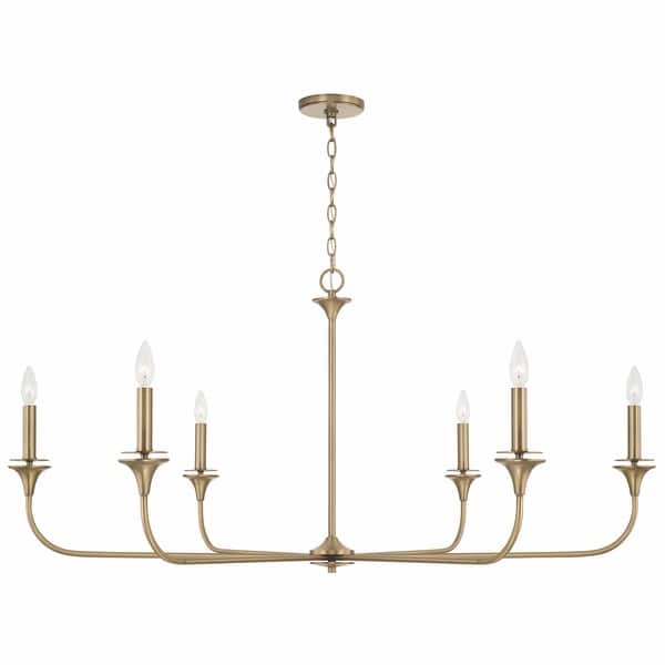 slide 2 of 5, Presley 6-light Hanging Chandelier Aged Brass