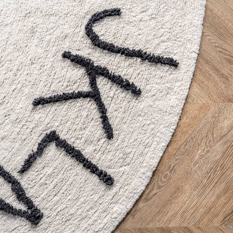 Nuloom Alphabet SpinClean Washable Round Rug