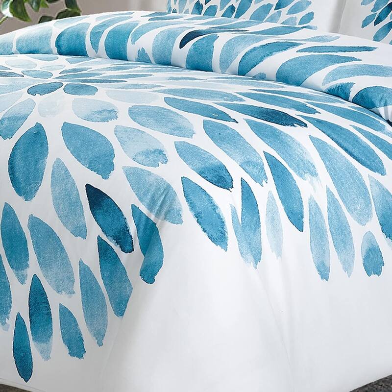 Style Quarters 100% Polyester Duvet Covers Blue Peacock Feather Floral Duvet Cover