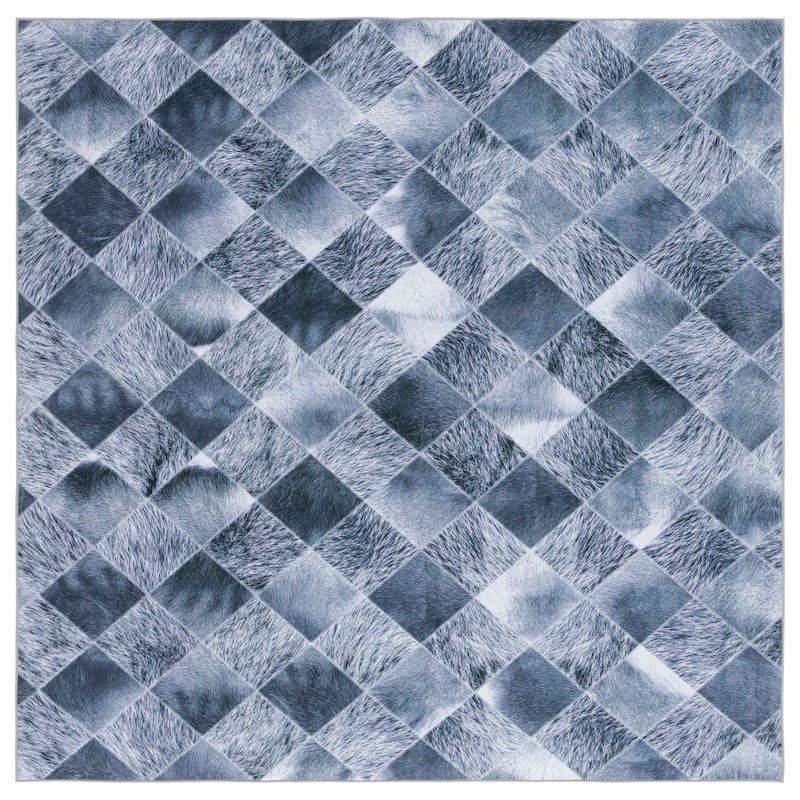 SAFAVIEH Faux Hide Maighread Machine Washable Slip Resistant Rustic - 6' x 6' Square - Grey/Dark Grey - Square