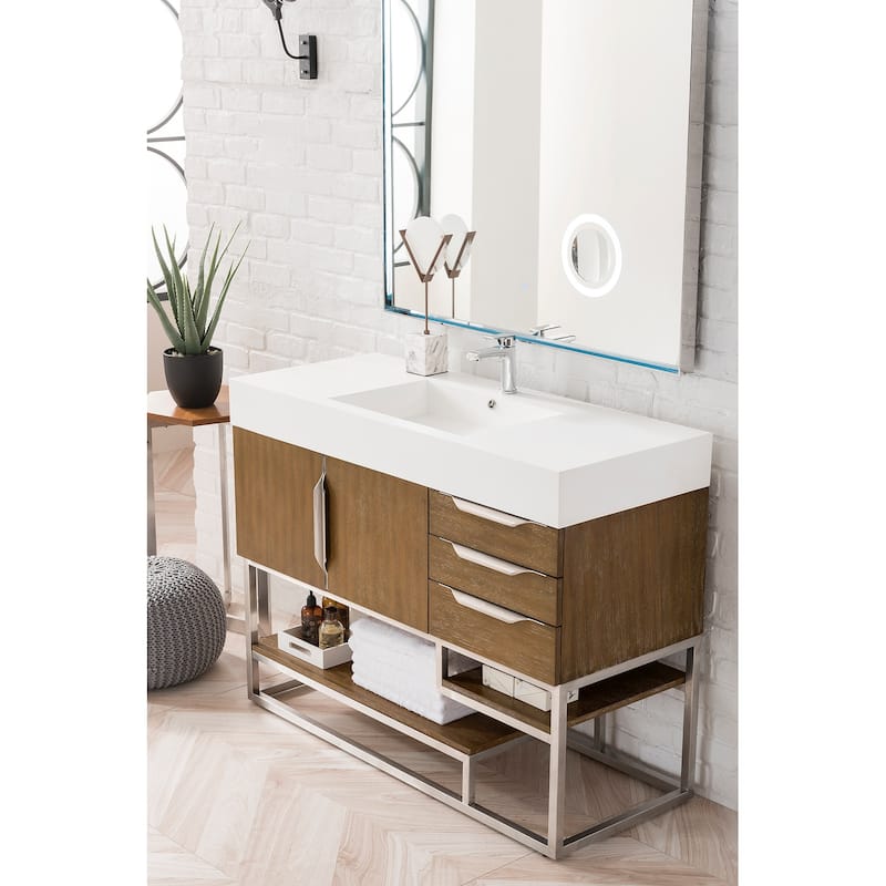 James Martin Vanities Columbia 48" Single Vanity, Latte Oak with Brushed Nickel Hardware